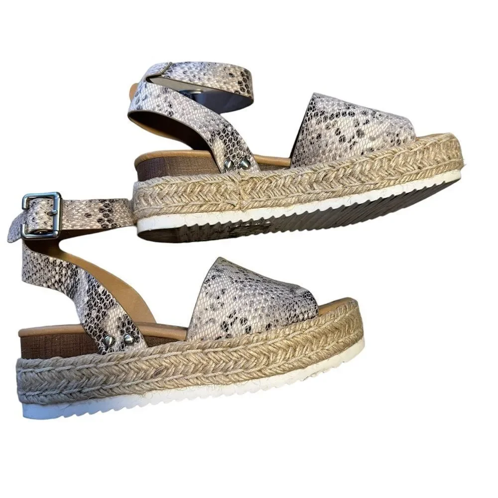 SODA Snakeskin‎ Platform Espadrille Sandals - Size 7